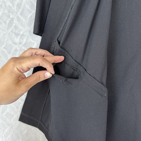 Eileen Fisher Open Front Kimono Cardigan S Black Crepe Pockets Minimal Capsule - Picture 10 of 15